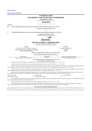 Thumbnail Devon Energy
 10-K Annual Report 2019