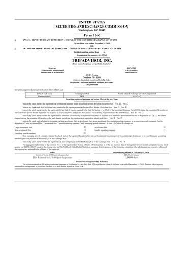 Thumbnail TripAdvisor 10-K Annual Report 2019