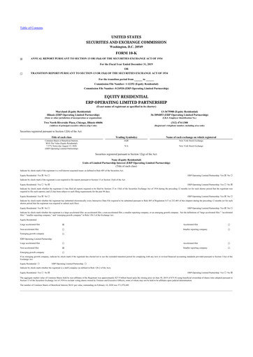 Thumbnail Equity Residential
 10-K Annual Report 