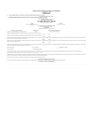 Thumbnail Acadia Realty Trust
 10-K Annual Report 2019