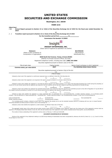 Thumbnail Insight Enterprises
 10-K Annual Report 2019