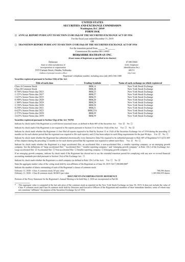 Thumbnail Berkshire Hathaway  10-K Annual Report 2019
