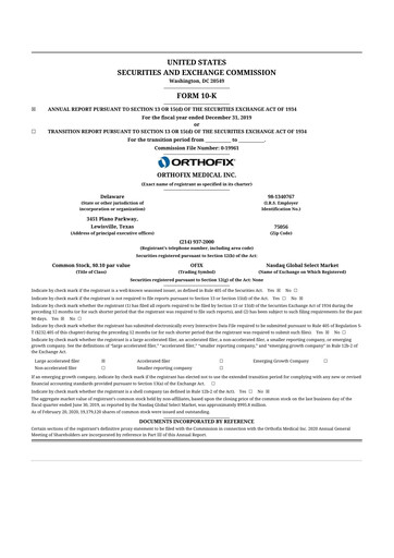 Thumbnail Orthofix Medical
 10-K Annual Report 2019