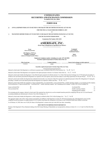 Thumbnail AMERISAFE 10-K Annual Report 2019