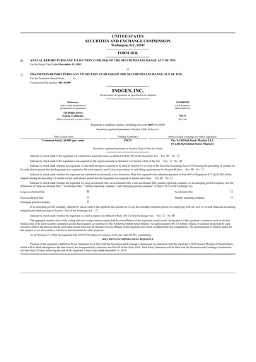 Thumbnail Inogen 10-K Annual Report 2019