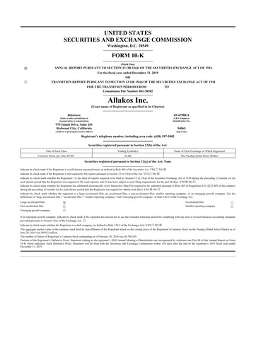 Thumbnail Allakos 10-K Annual Report 2019