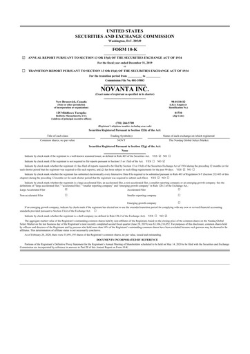 Thumbnail Novanta 10-K Annual Report 2019