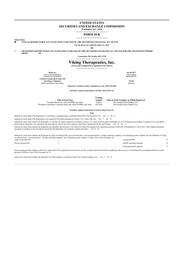 Thumbnail Viking Therapeutics
 10-K Annual Report 2019