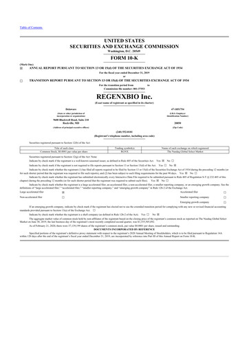 Thumbnail REGENXBIO 10-K Annual Report 2019