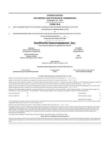 Thumbnail United Parks & Resorts 10-K Annual Report 2019