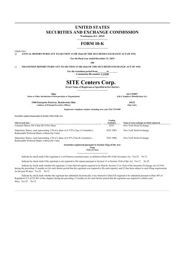 Thumbnail SITE Centers
 10-K Annual Report 2019