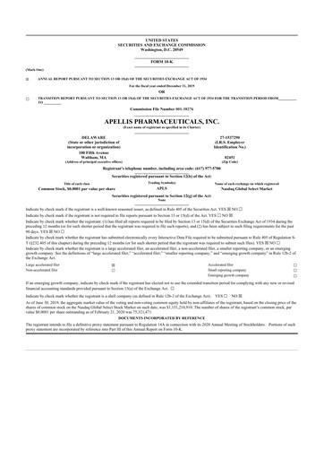 Thumbnail Apellis Pharmaceuticals 10-K Annual Report 2019