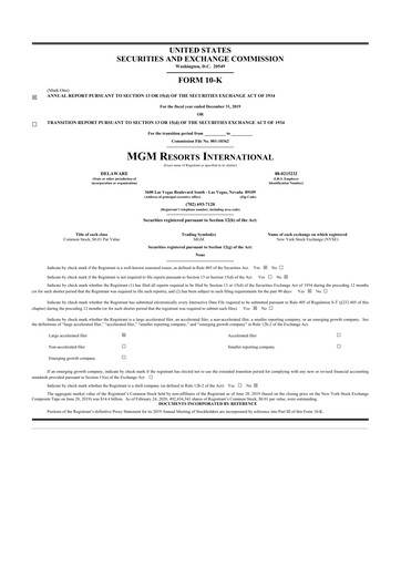 Thumbnail MGM Resorts

 10-K Annual Report 2019