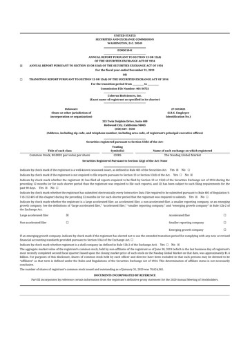 Thumbnail Coherus BioSciences
 10-K Annual Report 2019