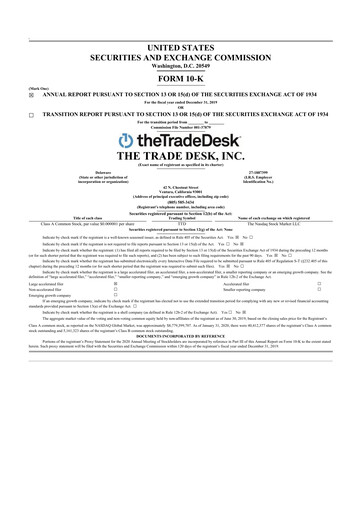 Thumbnail The Trade Desk
 10-K Annual Report 2019