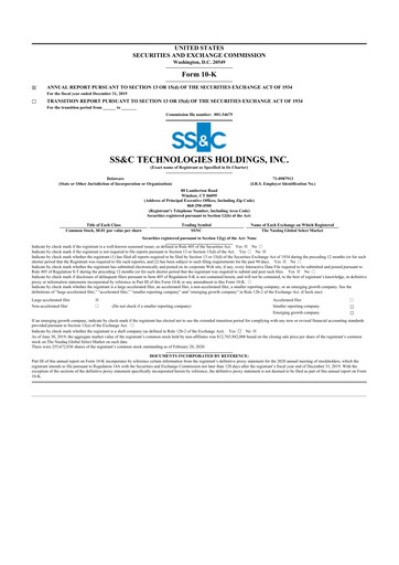 Thumbnail SS&C Technologies
 10-K Annual Report 2019