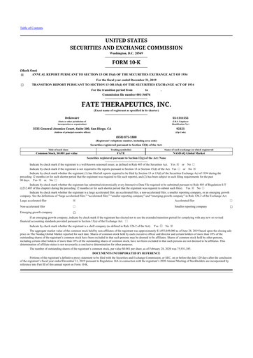 Thumbnail Fate Therapeutics
 10-K Annual Report 2019