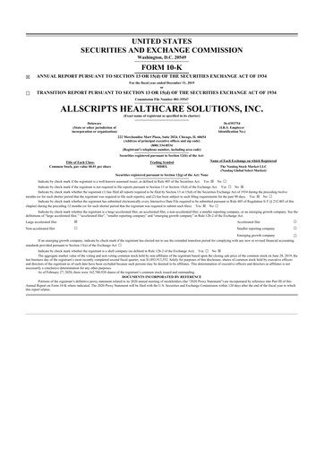 Thumbnail Veradigm 10-K Annual Report 2019