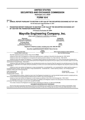 Thumbnail Mayville Engineering Company 10-K Annual Report 2019