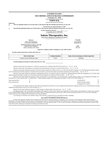 Thumbnail Soleno Therapeutics 10-K Annual Report 2019