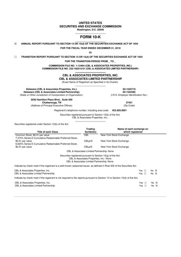 Thumbnail CBL Properties
 10-K Annual Report 