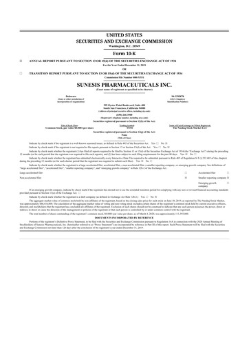 Miniature Viracta Therapeutics 10-K Rapport annuel 2019