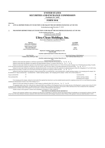 Vorschaubild UCT (Ultra Clean Holdings) 10-K Jahresbericht 2019