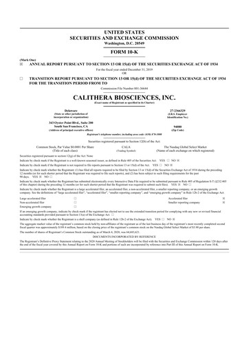 Thumbnail Calithera Biosciences
 10-K Annual Report 2019