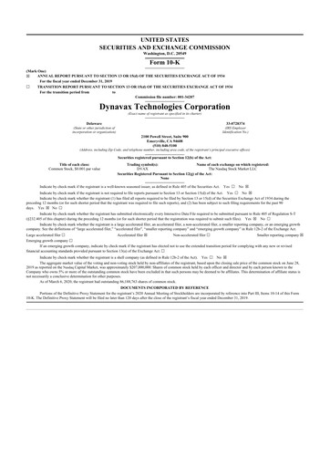 Thumbnail Dynavax Technologies
 10-K Annual Report 2019