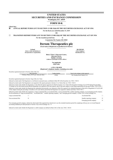 Thumbnail Iterum Therapeutics 10-K Annual Report 2019