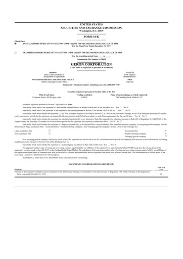 Thumbnail Geron 10-K Annual Report 2019