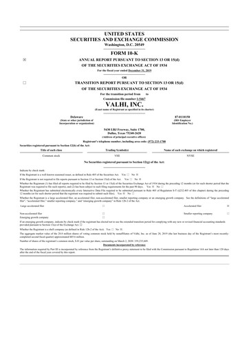 Thumbnail Valhi 10-K Annual Report 2019