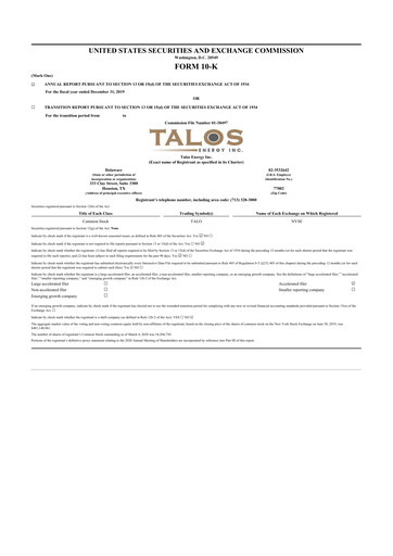 Thumbnail Talos Energy 10-K Annual Report 
