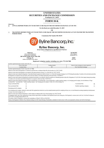 Thumbnail Byline Bancorp 10-K Annual Report 2019