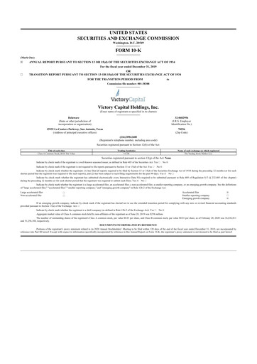 Thumbnail Victory Capital 10-K Annual Report 2019