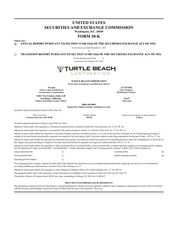 Thumbnail Turtle Beach Corp
 10-K Annual Report 2019