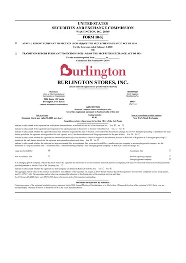Thumbnail Burlington Stores 10-K Annual Report 2019