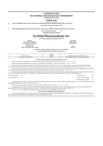 Thumbnail EyePoint Pharmaceuticals
 10-K Annual Report 2019