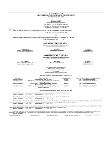 Thumbnail Sotherly Hotels 10-K Annual Report 