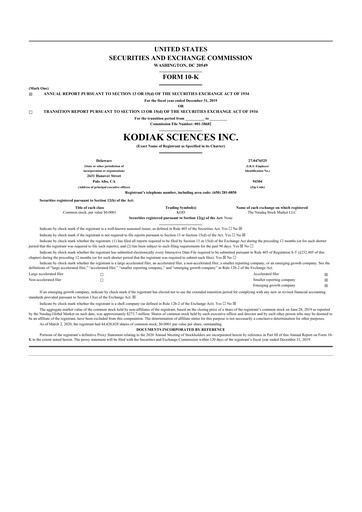 Thumbnail Kodiak Sciences
 10-K Annual Report 2019
