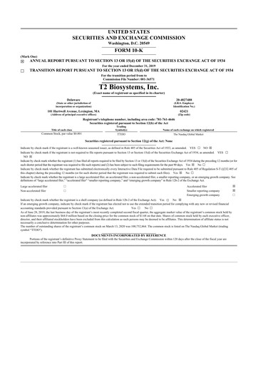 Thumbnail T2 Biosystems
 10-K Annual Report 2019