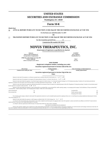 Thumbnail Eledon Pharmaceuticals 10-K Annual Report 2019