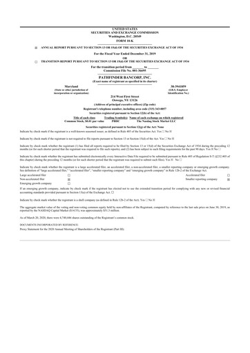 Thumbnail Pathfinder Bancorp 10-K Annual Report 2019