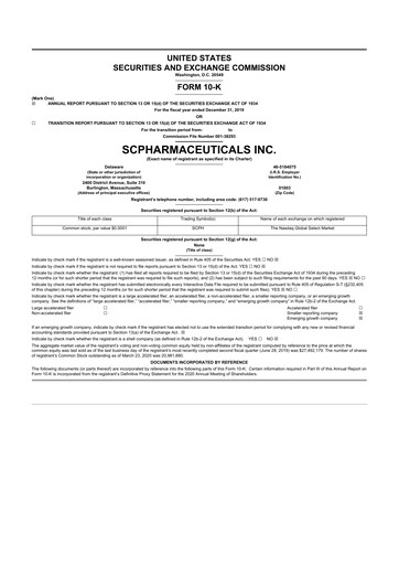 Thumbnail scPharmaceuticals 10-K Annual Report 2019