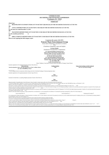 Miniature Tencent Music Entertainment 20-F Rapport annuel 2019