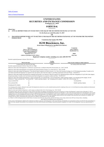 Thumbnail IGM Biosciences 10-K Annual Report 2019