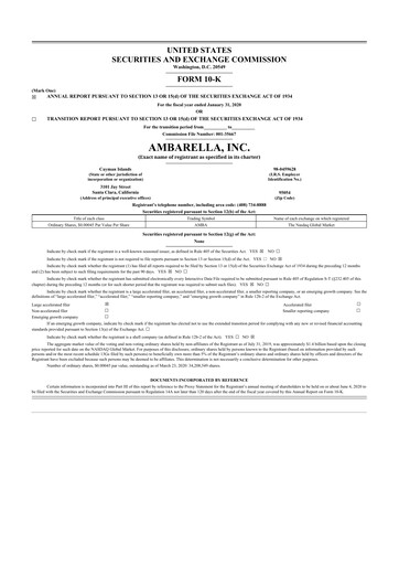 Thumbnail Ambarella 10-K Annual Report 2020