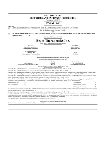 Thumbnail Beam Therapeutics
 10-K Annual Report 