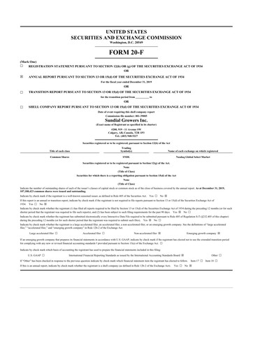 Vorschaubild SNDL Inc.
 20-F Jahresbericht 2019