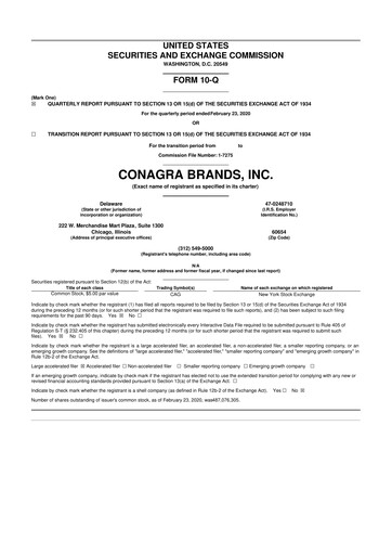 Thumbnail Conagra Brands
 10-Q Quarterly Report FY2020 